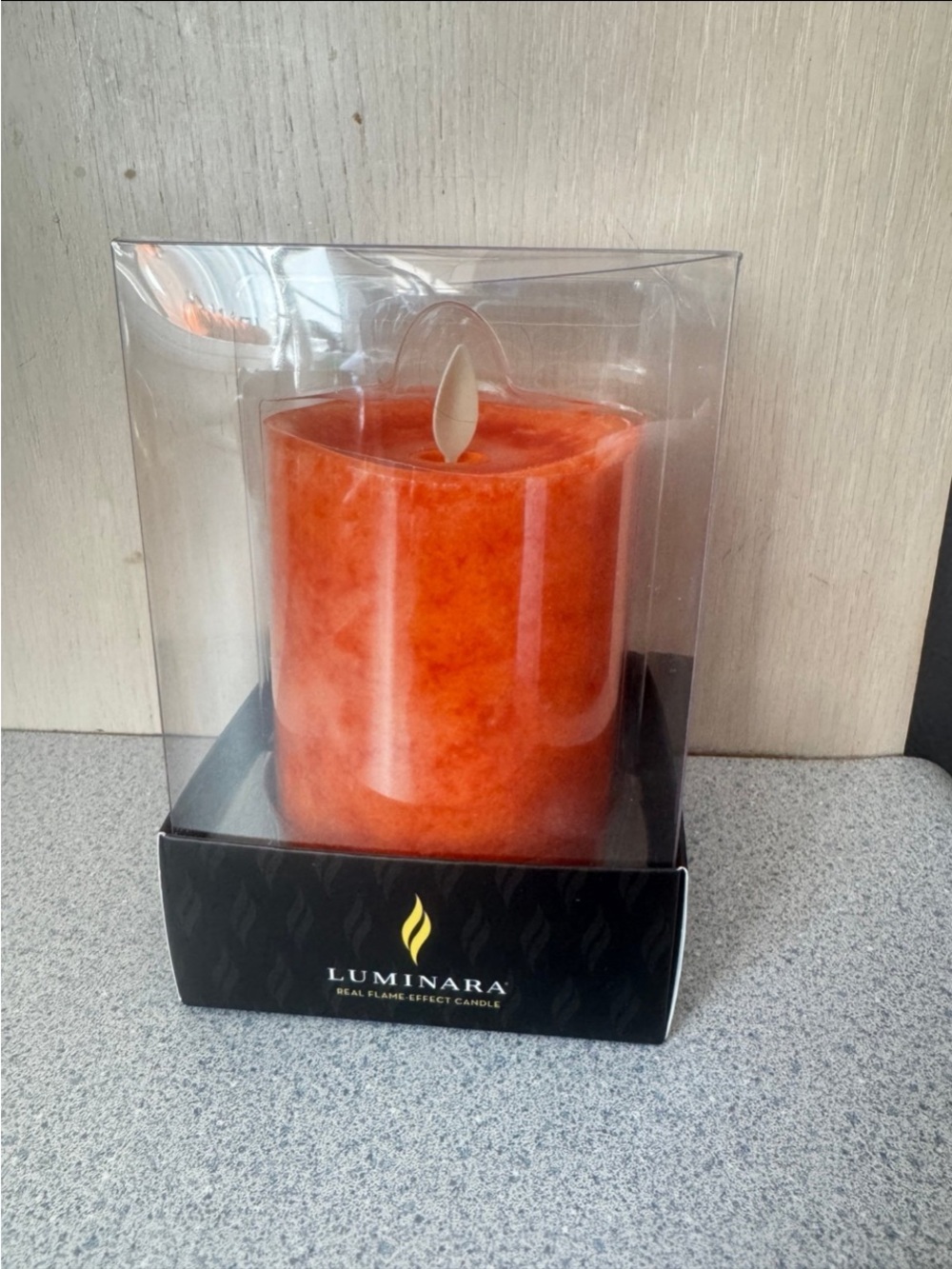 New Luminara Harvest Pumpkin Orange Molted Pillar Candle 3"x4.5" Flameless Timer